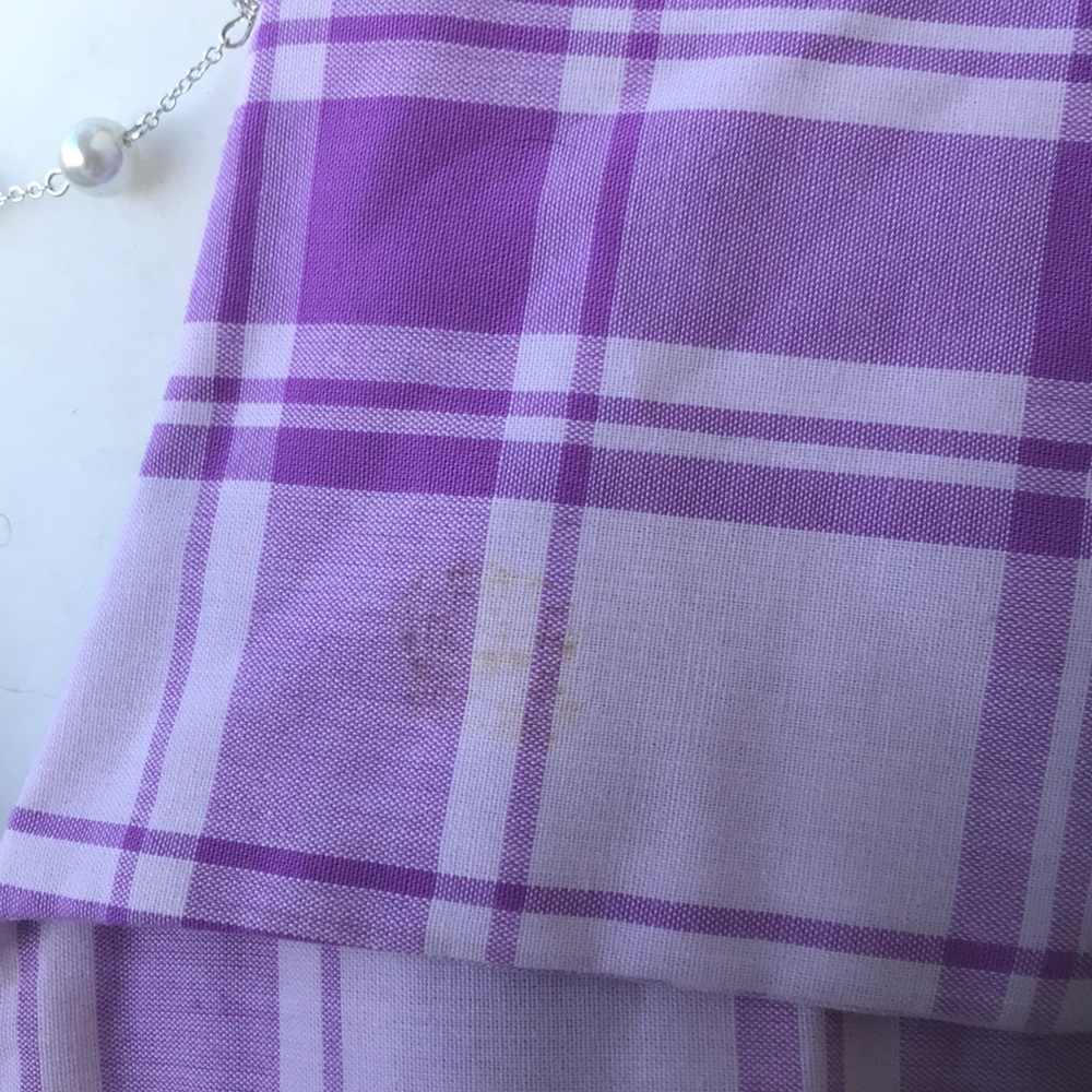 Vintage 60s 70s Drop Waist Purple Plaid Mini Dress - Picture 3 of 6